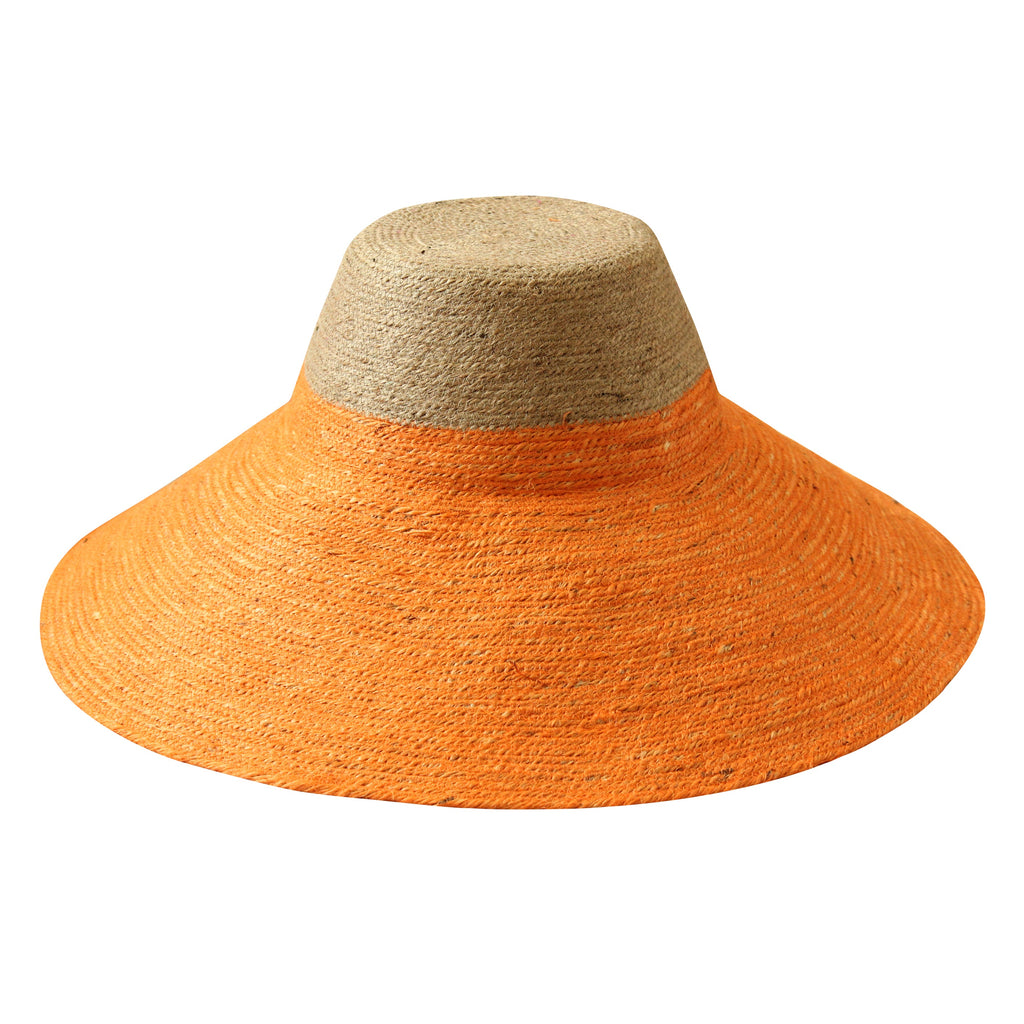 The Riri Duo Jute Straw Hat In Tangerine Orange